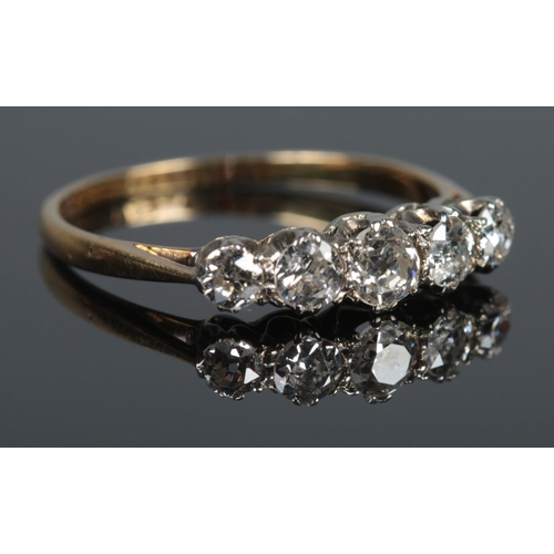 368 - An 18ct Gold and Platinum five stone Diamond ring, the largest stone being just under ¼ct. Size P½. ... 