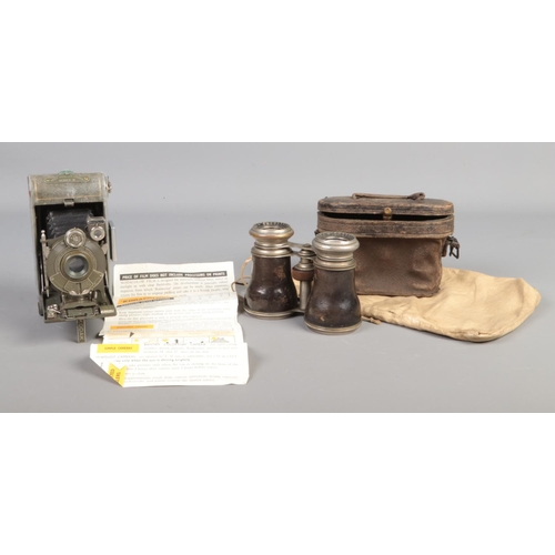 89 - A Vest Pocket Kodak Series III camera with Kodak Anastigmai F-63 83mm lens along with pair of Cheval... 