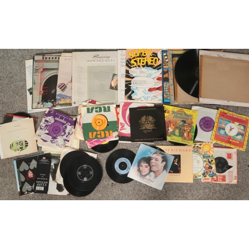 215 - Four boxes of miscellaneous. Includes rotary telephones, glass scent bottles, framed print, LP and s... 