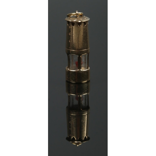 358 - A 9ct Gold charm, in the form of a miners lamp. Assayed in Birmingham by W H Collins & Co. Total wei... 