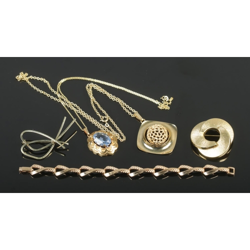 387 - Five pieces of vintage Amerik Kordes and Lichenfels jewellery, including brooch, pendant on chain an... 