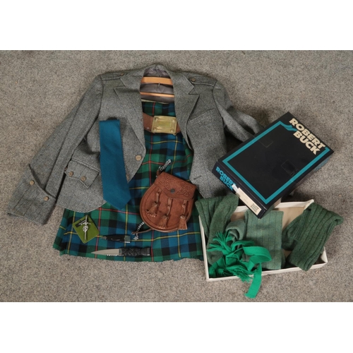 443 - A collection of Scottish clothing and accessories. Includes Macnaughton's wool jacket along with tar... 