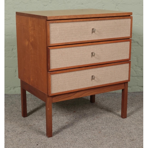 477 - Hunter and Smallpage of York vintage sideboard with matching set of three drawers featuring burlap c... 