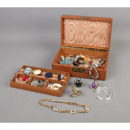 101 - A jewellery box with contents of assorted costume jewellery to include Pilgrim, Ikita, various neckl... 