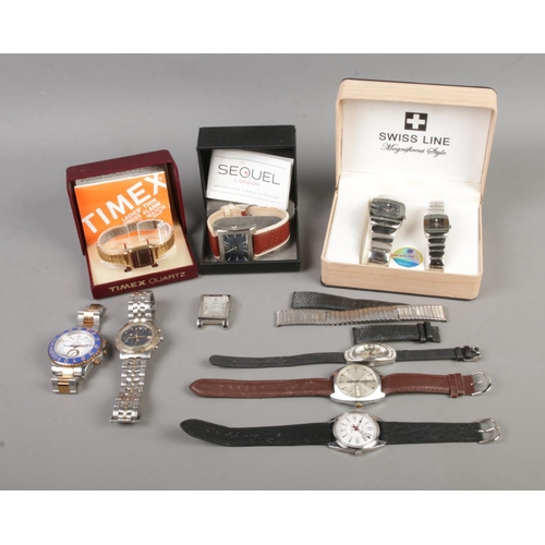 54 - A collection of ten assorted wrist watches to include Sekonda, Oris, Accurist, Timex, etc.