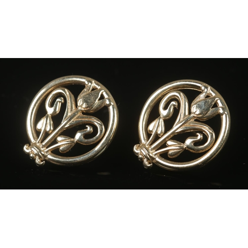 329 - A pair of 9ct gold earrings formed as tulips. Total weight 4.32g