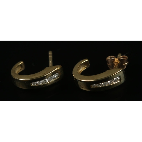 333 - A pair of 9ct gold and five stone diamond earrings. Total weight 2.06g.