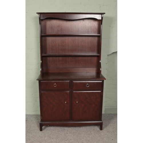 444 - A stag minstrel mahogany dresser. Approx. dimensions 97cm x 172cm x 45cm.