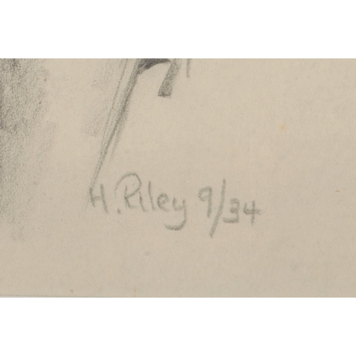 116 - Harry Arthur Riley R.I. (1895-1966), a pencil sketch, study of a standing nude female, signed H Rile... 