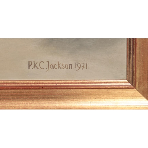 128 - Peter Kenneth Cowley Jackson, a framed oil on panel, study of a Bassett Hound. Signed PKC Jackson an... 