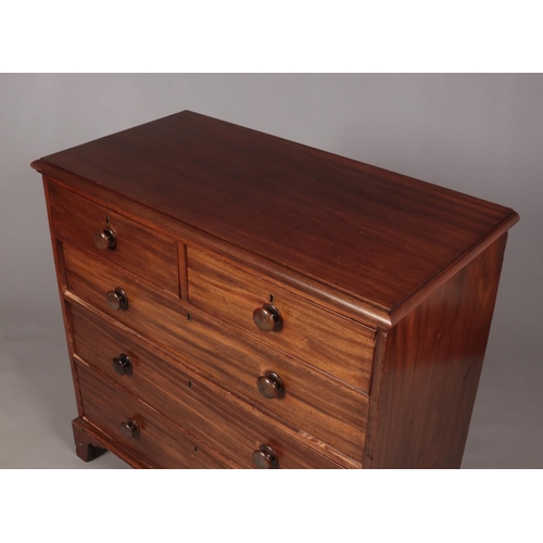 132 - A Victorian mahogany chest of two over three drawers. Height 107cm, Width 110cm, Depth 55cm.