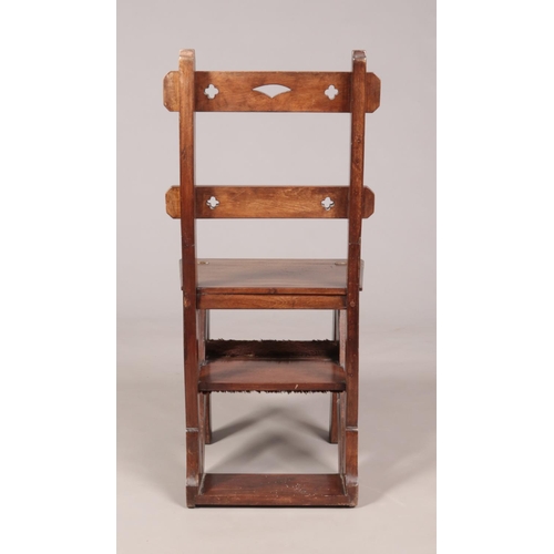 141 - An Arts & Crafts mahogany metamorphic library step chair. Height of steps 90cm.