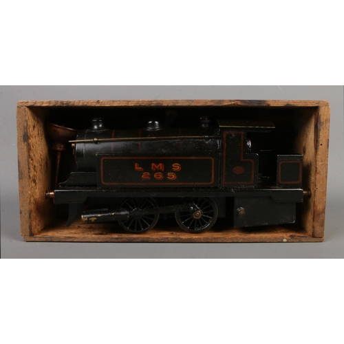 39 - A Bowman Models 0-4-0 live steam locomotive, LMS 265. In original pine box, No. 265.
