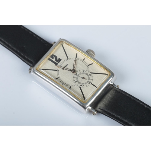 88 - A gents silver Cyma manual wristwatch. Having subsidiary seconds. The cased stamped 925.