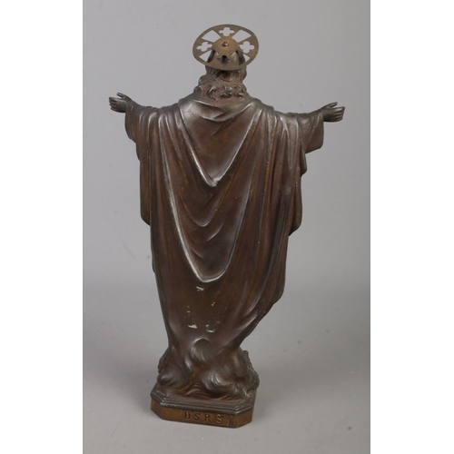 211 - A cast spelter figure depicting Christ The Redeemer. Approx. height 34cm.