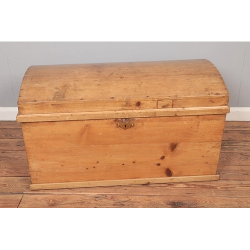 596 - Pine dome top trunk with Georgian style handles