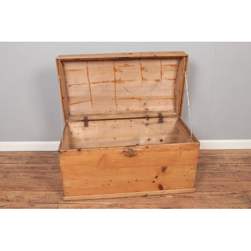 596 - Pine dome top trunk with Georgian style handles