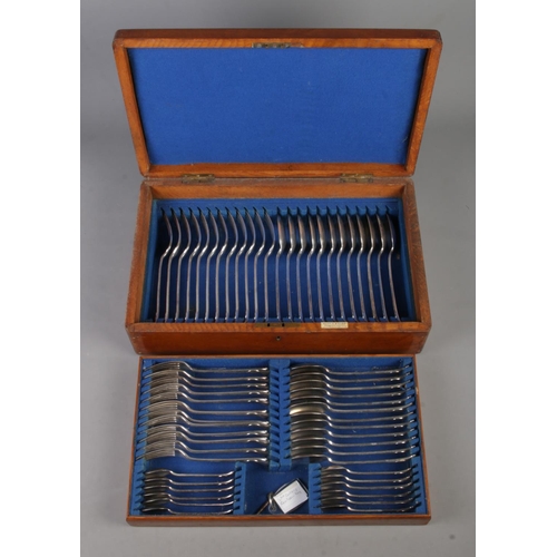 201 - Two canteens of cutlery; one with both flatware and case labelled for Mappin and Webb, the other con... 