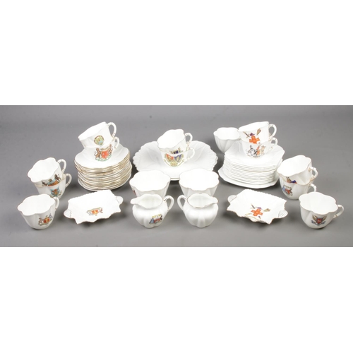 347 - A Shelley RD272101 tea set with tea cups, saucers, side plates, serving plates sugar bowls and dishe... 