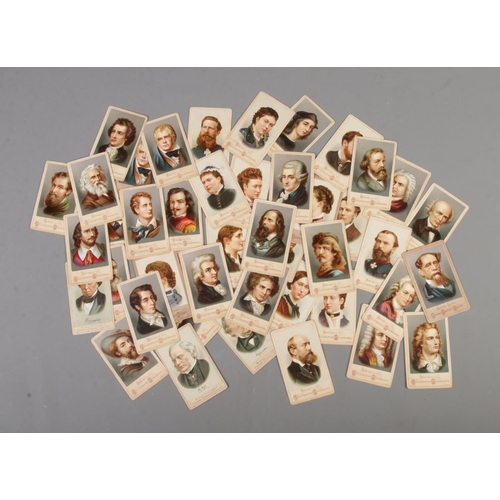 582 - A collection of 44 chromo-relief cigarette card portraits anonymous backs portraits of celebrated fi... 