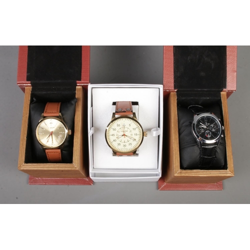 587 - Five boxed Gents watches, including three Minster 1949 and two Coinwatch examples, both with guarant... 