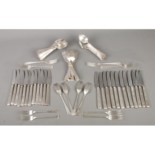 A quantity of flatware, including Elkington and BSL etched blade