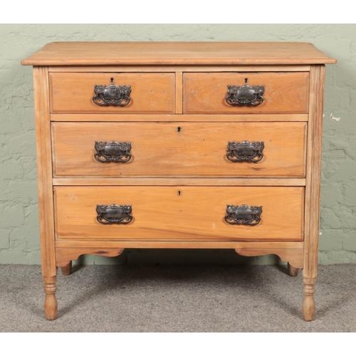 551 - A pine chest of two over two drawers. Height: 83cm, Width: 91cm, Depth: 60cm.