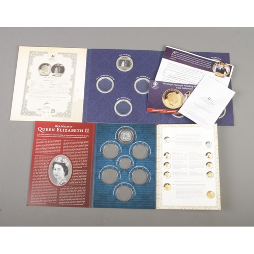 99 - Two London Mint Office coin albums both holding one coin. Includes Nine Decades Gloriously Accomplis... 