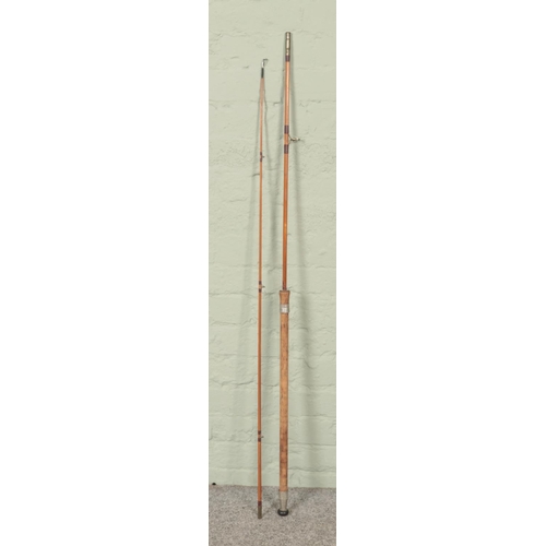 342 - A vintage Lindop split cane two piece fishing rod.