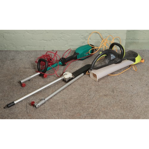 412 - A Bosch AMW10 pole hedge cutter along with a Garden Groom Pro hedge trimmer.