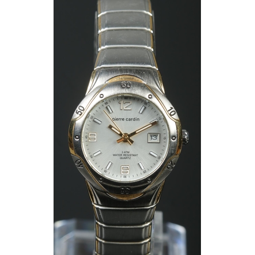 494 - A ladies stainless steel Pierre Cardin quartz wristwatch. Having baton and Arabic numeral markers, c... 