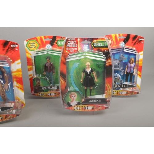 139 - Seven carded Doctor Who figures, produced by Character. Includes Series 3 & 4 examples, such as Mart... 