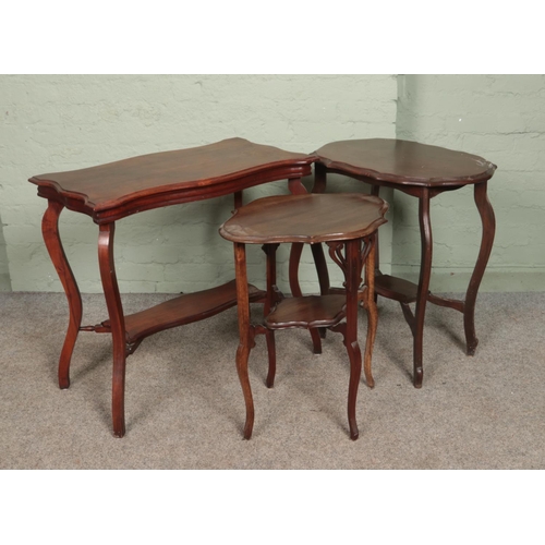 593 - Three Victorian mahogany window tables.
Tallest approx 73cm