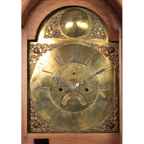 619 - A Nineteenth Century oak longcase clock, with brass dial labelled for James Todd, Bradford. Featurin... 