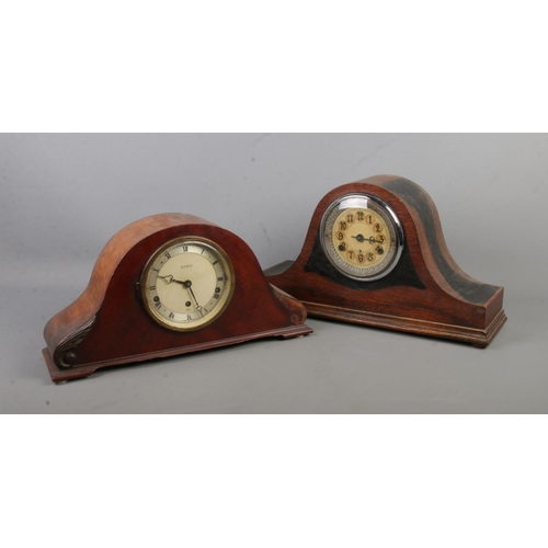 155 - Two wooden cased mantel clocks. Includes Elliot and New Haven USA example.