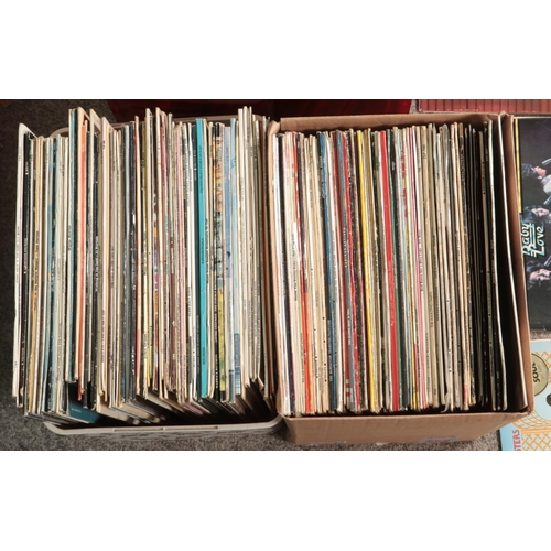 238 - Three boxes of assorted LP vinyl records of mainly pop and easy listening to include ABBA, Bucks Fiz... 