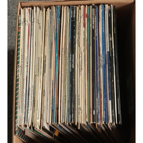 241 - Two boxes of assorted vinyl LP records of mainly pop and easy listening to include Led Zeppelin, Eas... 