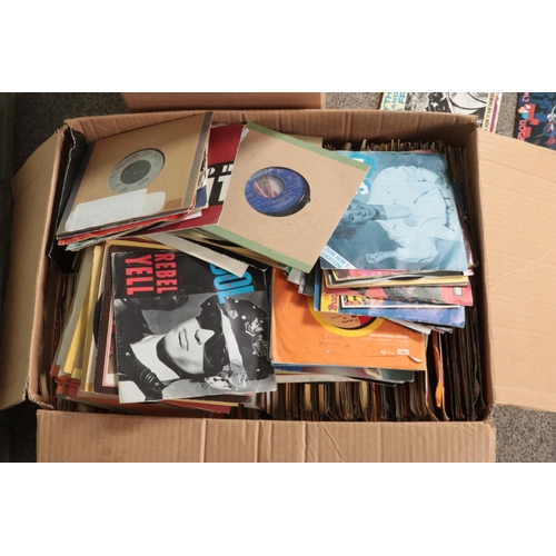 243 - One box of vinyl LP records and one large box of vinyl singles of mainly pop and easy listening to i... 