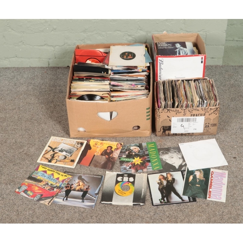 245 - Three boxes of assorted vinyl singles of mainly pop and easy listening to include ABBA, Madonna, Tom... 