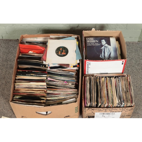 245 - Three boxes of assorted vinyl singles of mainly pop and easy listening to include ABBA, Madonna, Tom... 