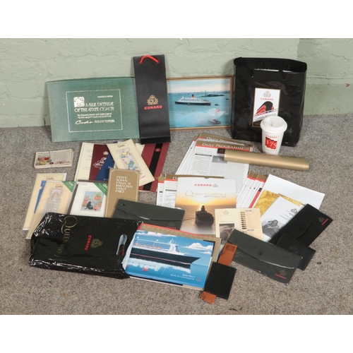 246 - A collection of mostly Cunard ephemera and memorabilia to include QE2 farewell season in 2008, the Q... 