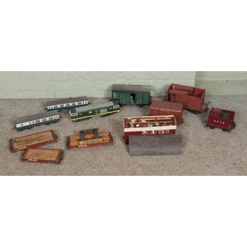 271 - Several model railway rolling stock carriages, possibly G/1 Gauge, to include Lehmann and several sc... 