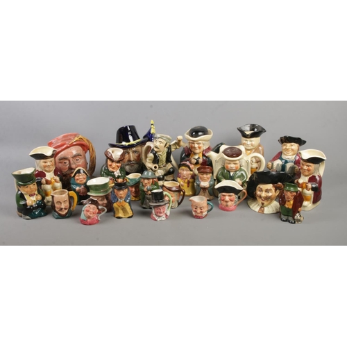 308 - A box of character and toby jugs. Includes Beswick, Tony Wood, Roy Kirkham etc.