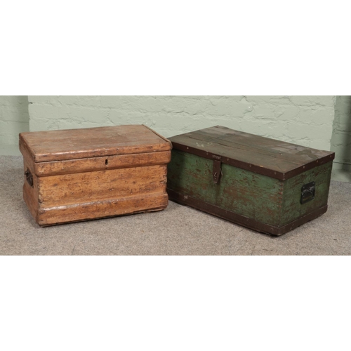 316 - A small 19th century wooden tool chest, along with another similar example.