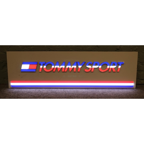 348 - A shop advertising lighting sign for 'Tommy Sport'; Tommy Hilfiger. 121cm long.