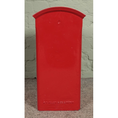 376 - A George VI cast iron hanging postbox, with arched top and makers W.T. Allen and Co. London to the r... 