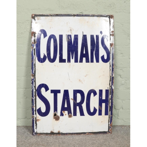 434 - A vintage enamel advertising Colman's Starch. Height: 92cm, Width: 61cm.