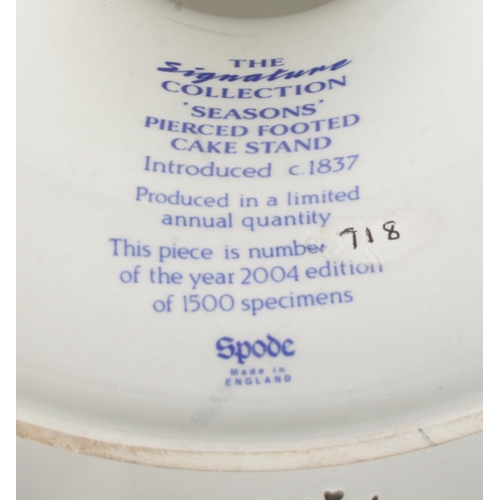 66 - A Limited Edition Spode 'Seasons' pierced footed cake stand, from the Signature Collection. No. 718 ... 