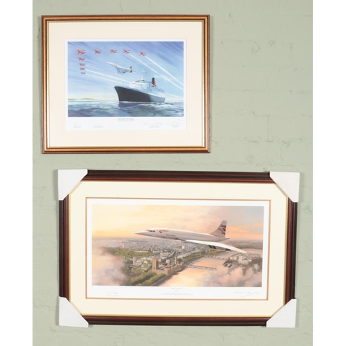 447 - Two aviation prints. Includes a limited edition framed Adrian Rigby aviation print. Titled 'Pride of... 