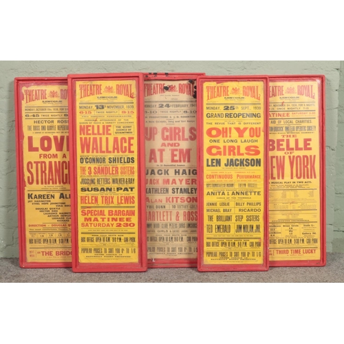 454 - Five mounted vintage theatre posters, for the Theatre Royal, Lincoln. Includes Nellie Wallace and Lo... 